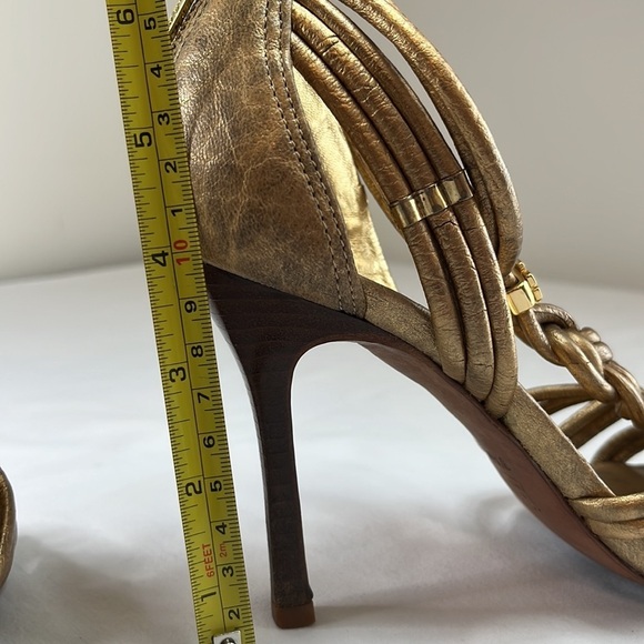 Tory Burch Constance gold braided T-strap high heels - Picture 11 of 15